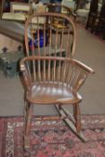 19th/20th century Windsor style rocking chair, width approx 59cm max