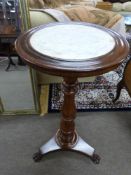 Early Victorian marble top plant table 80cm height