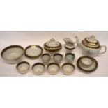 Quantity of late 18th century Worcester or Coalport porcelain tea wares, pattern number N243,