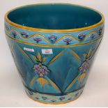 Large Minton secessionist jardiniere, the turquoise ground with typical tube lined floral design