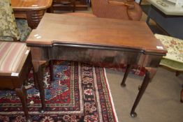 An early 19th century mahogany fold-top card table raised on cabriole legs, width approx 82cm