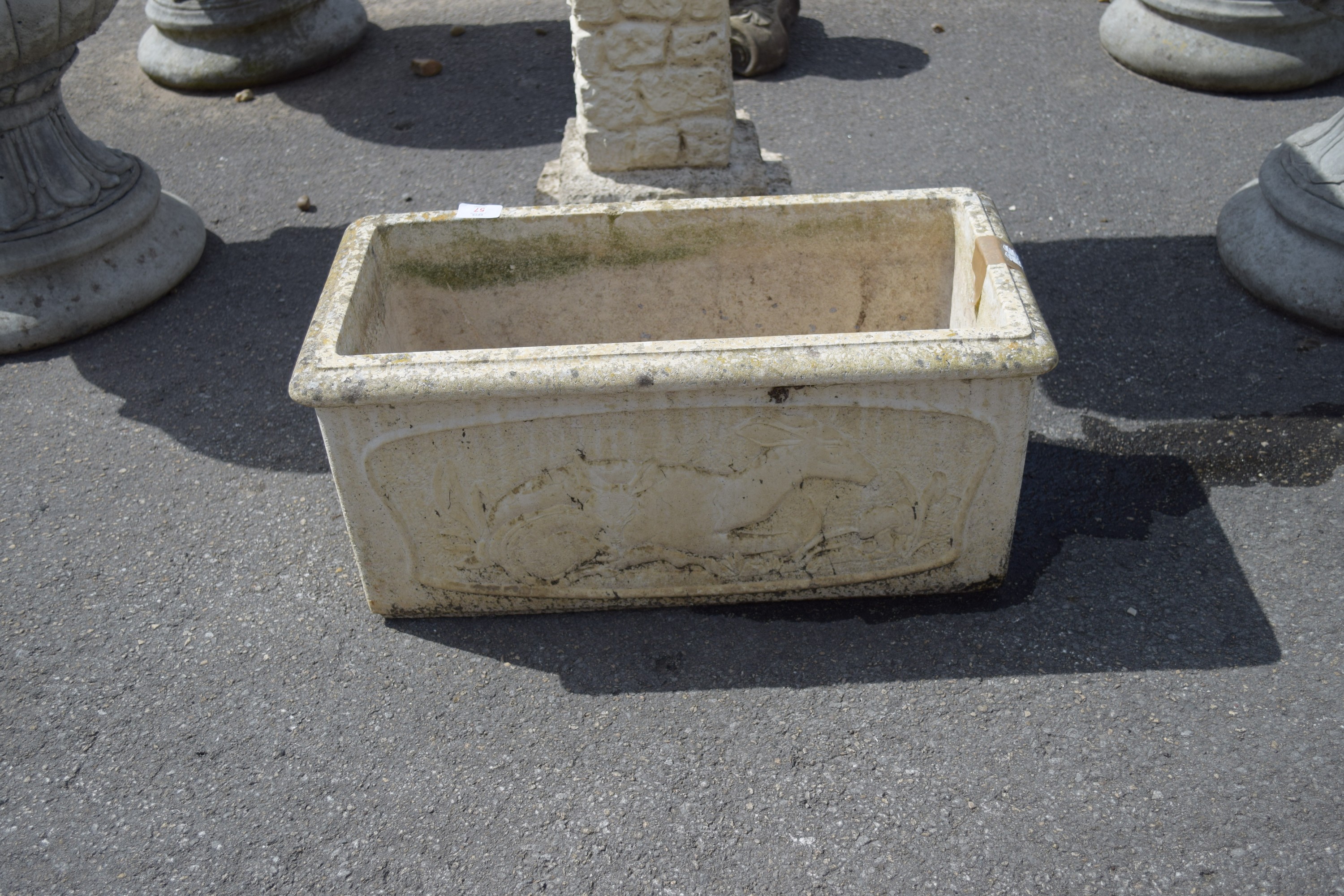 RECTANGULAR COMPOSITION PLANTER WITH MOULDED DECORATION