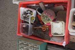 BOX CONTAINING VARIOUS HOUSEHOLD AND GARAGE EQUIPMENT