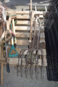 VARIOUS VINTAGE RAKES ETC