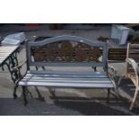 METAL AND WOOD GARDEN BENCH WITH DECORATIVE BACK MOULDED AS SUNFLOWERS
