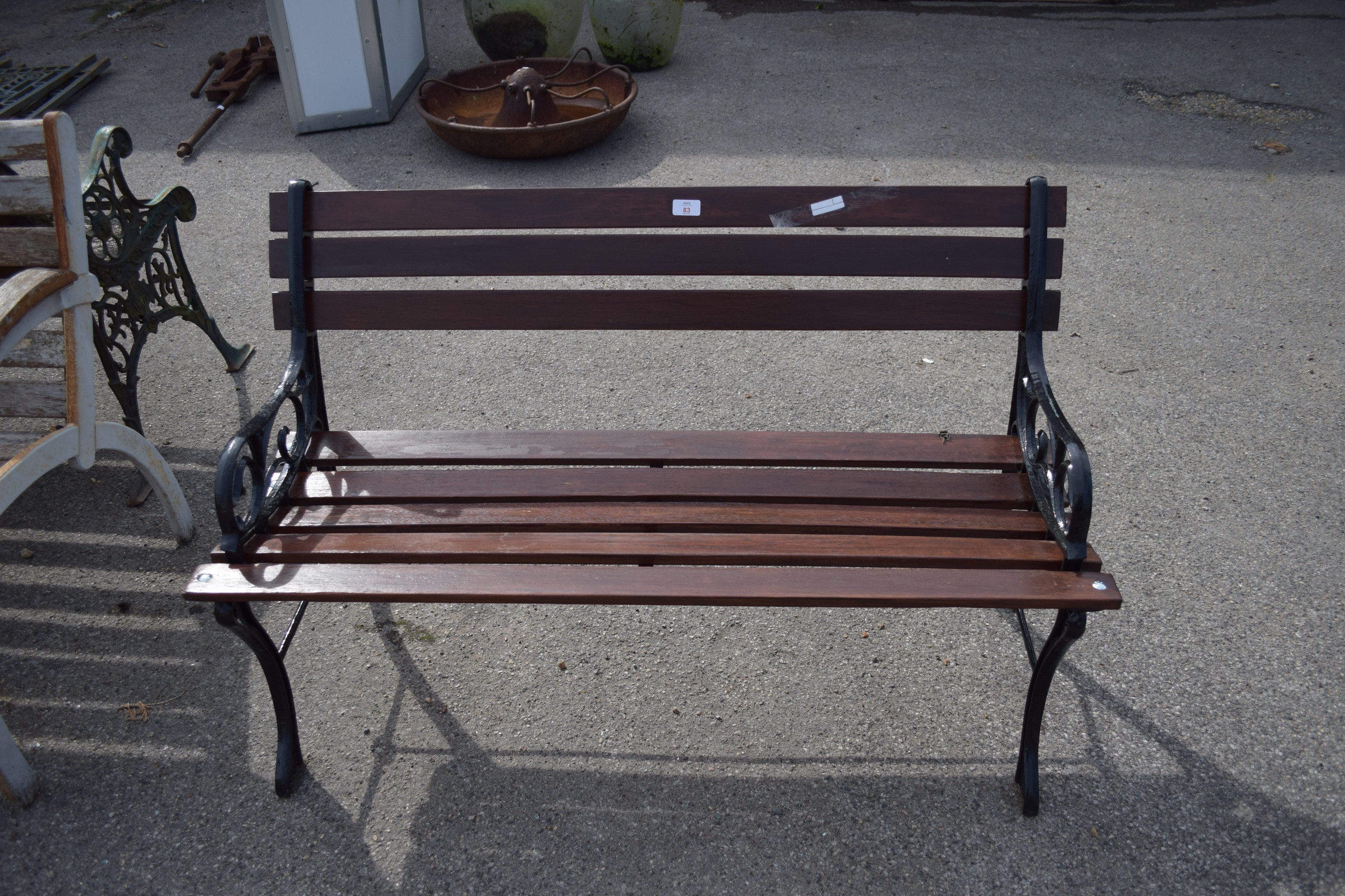 METAL FRAMED WOODEN GARDEN BENCH