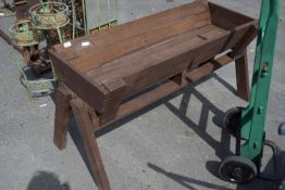 WOODEN TROUGH PLANTER ON STAND