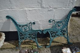PAIR OF DECORATIVE CAST METAL BENCH ENDS