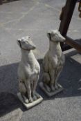 PAIR OF COMPOSITION FIGURES OF SEATED WHIPPETS