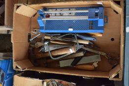 BOX CONTAINING TILE CUTTER AND TOOLS