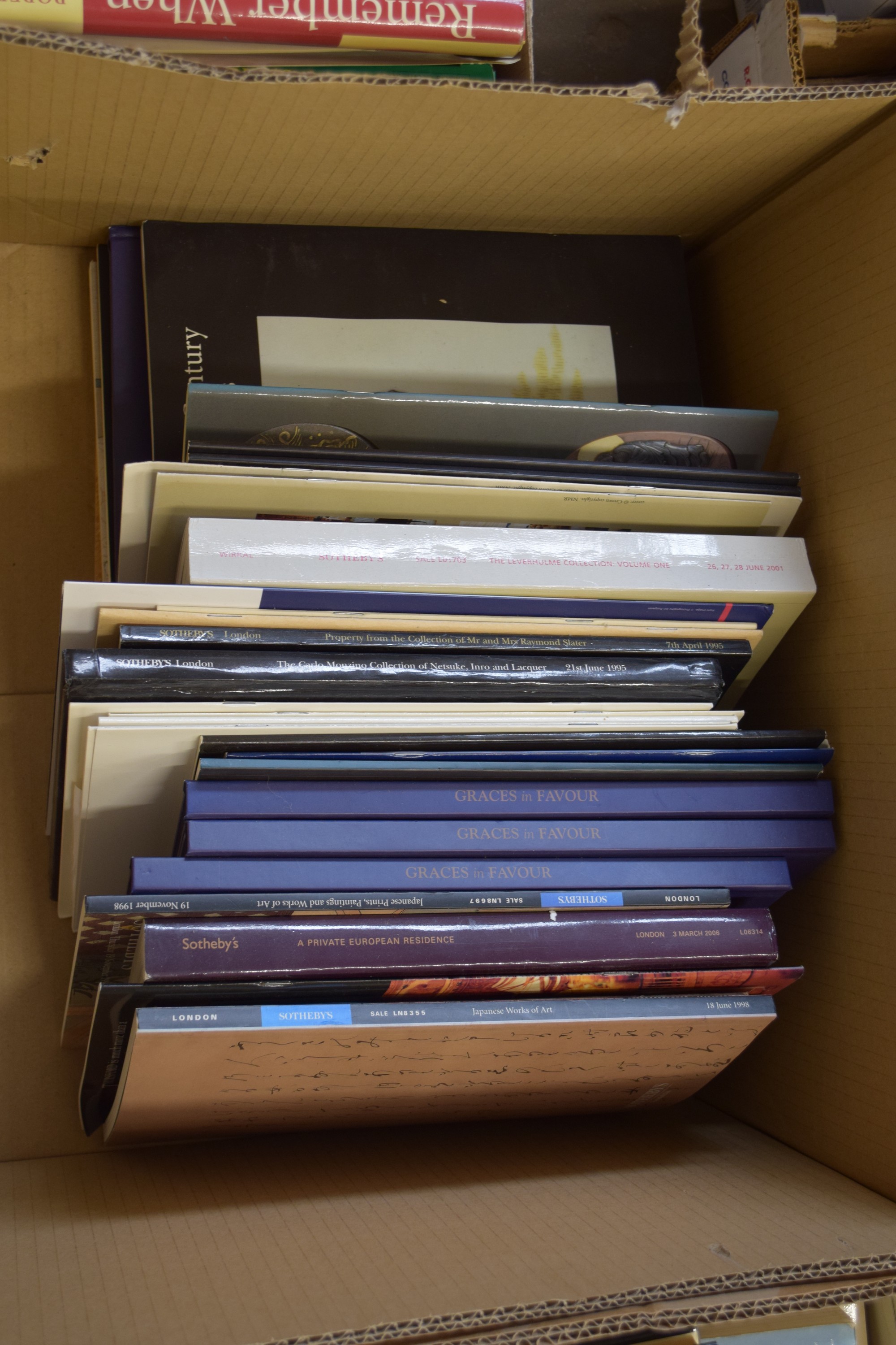 BOX OF MIXED BOOKS - GRACES IN FAVOUR, SOTHEBYS CATALOGUES ETC