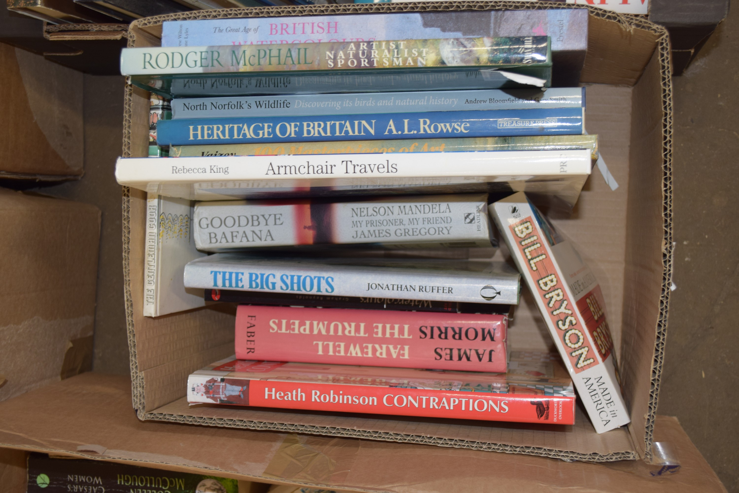 BOX OF MIXED BOOKS - THE BIG SHOTS, FAREWELL THE TRUMPETS, HERITAGE OF BRITAIN ETC