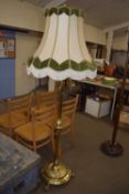 BRASS STANDARD LAMP WITH SHADE, 176CM HIGH