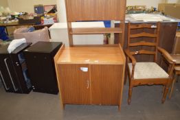 MID TO LATE 20TH CENTURY TEAK STORAGE UNIT WITH TWO DRAWERS BELOW AND UPPER SHELVING UNIT, 77CM