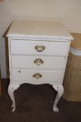 OVERPAINTED REPRODUCTION THREE DRAWER SIDE CABINET, 70CM HIGH