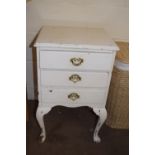 OVERPAINTED REPRODUCTION THREE DRAWER SIDE CABINET, 70CM HIGH