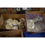 BOX OF CHINA AND GLASS WARES