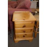 MODERN PINE THREE DRAWER BEDSIDE CABINET, 56CM HIGH