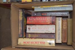 BOX OF MIXED BOOKS - QUESTIONS ON GERMAN HISTORY, MOST SECRET WAR, THE PICKWICK PAPERS