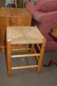 WOOD AND WICKER STOOL, 48CM HIGH