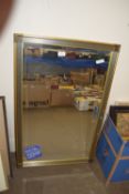 MODERN REPRODUCTION BEVELLED EDGE GILT FRAMED WALL HANGING MIRROR 88X58CM