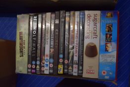 BOX CONTAINING DVDS - DAYS OF GLORY, 12 YEARS A SLAVE, WOLF HALL ETC