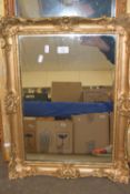 MODERN REPRODUCTION GILT FRAMED GLASS WALL HANGING MIRROR 62X47CM