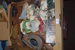 TRAY OF SUNDRIES TO INCLUDE COPPER KETTLE, CERAMICS ETC