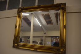 MODERN REPRODUCTION GILT FRAMED BEVELLED EDGE WALL MIRROR 75X65CM