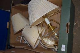 BOX CONTAINING THREE TABLE LAMPS AND SHADES