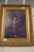 MODERN REPRODUCTION GILT FRAMED PRINT OF YOUNG CHILD 46X56CM