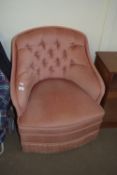 MODERN REPRODUCTION PLUM UPHOLSTERED BUTTON BACK CHAIR 75CM