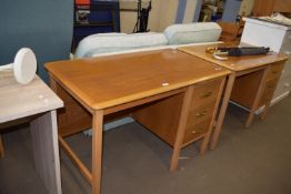 CIRCA MID 20TH CENTURY THREE DRAWER DESK, 107CM WIDE