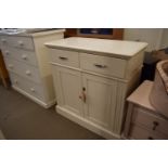 OVERPAINTED WHITE TWO OVER TWO DRAWER SIDE UNITS WITH CHROME HANDLES, 92CM WIDE