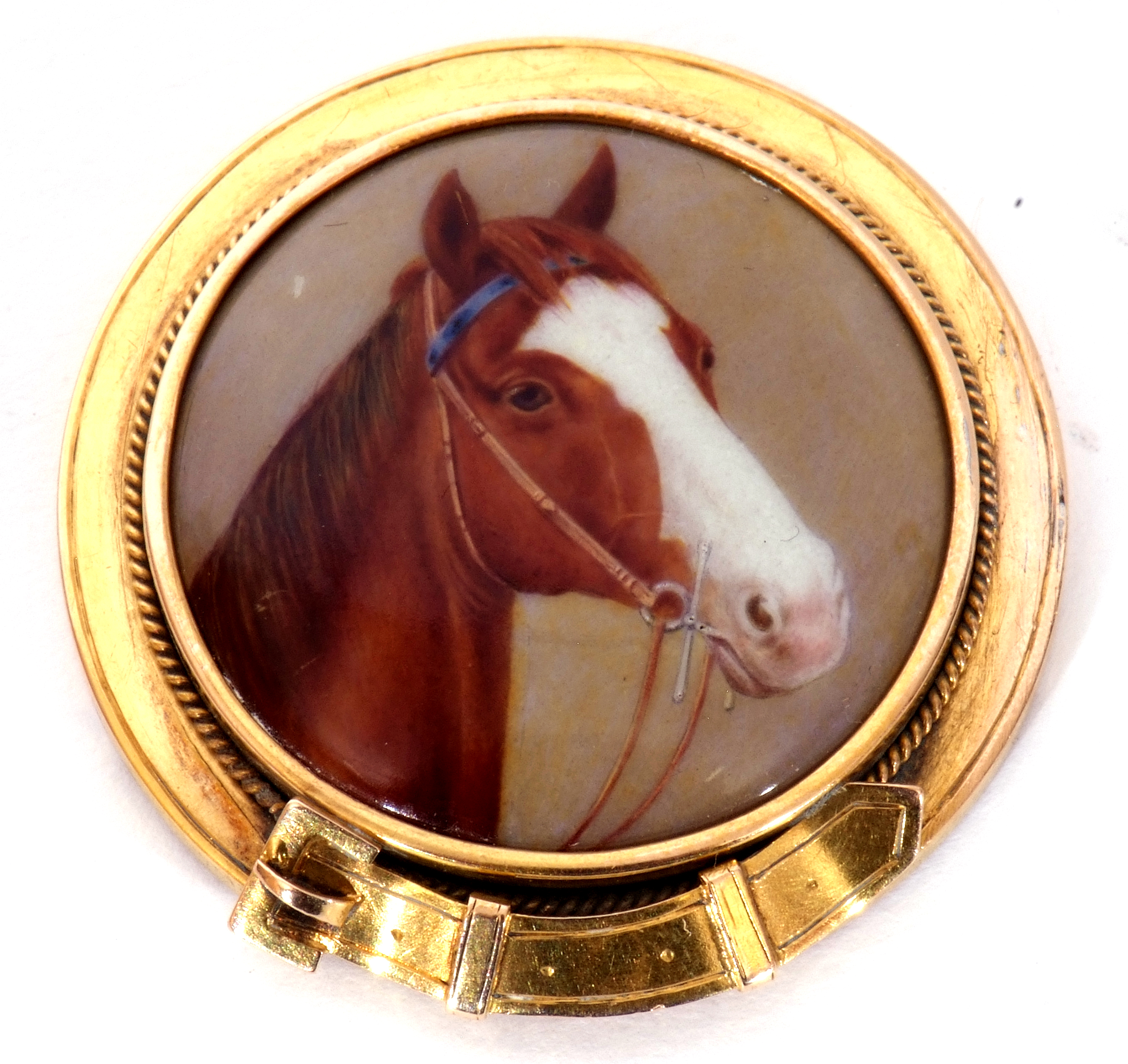 Miniature painted enamel roundel by William Bishop Ford, circa 1832-1922, depicting a detailed - Image 2 of 5