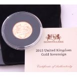 Elizabeth II sovereign dated 2015