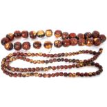Unusual large earthenware/clay Tibetan style bead necklace, each drum shaped bead with a cross-