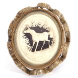 Late 19th century carved ivory brooch of oval shape, the centre carved with a horse, verso with