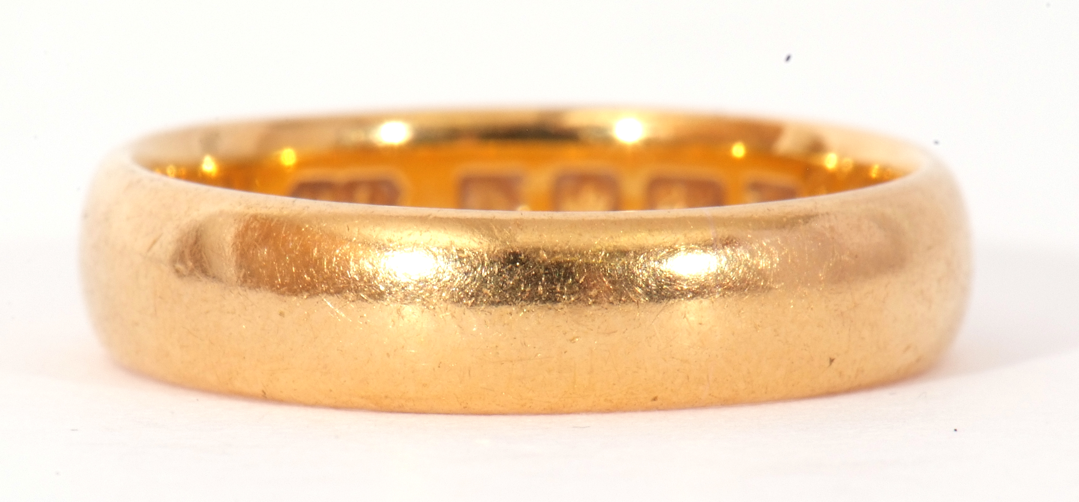 Early 20th century 22ct gold wedding ring, plain polished design, 6.7gms, London 1927, size P - Image 2 of 3