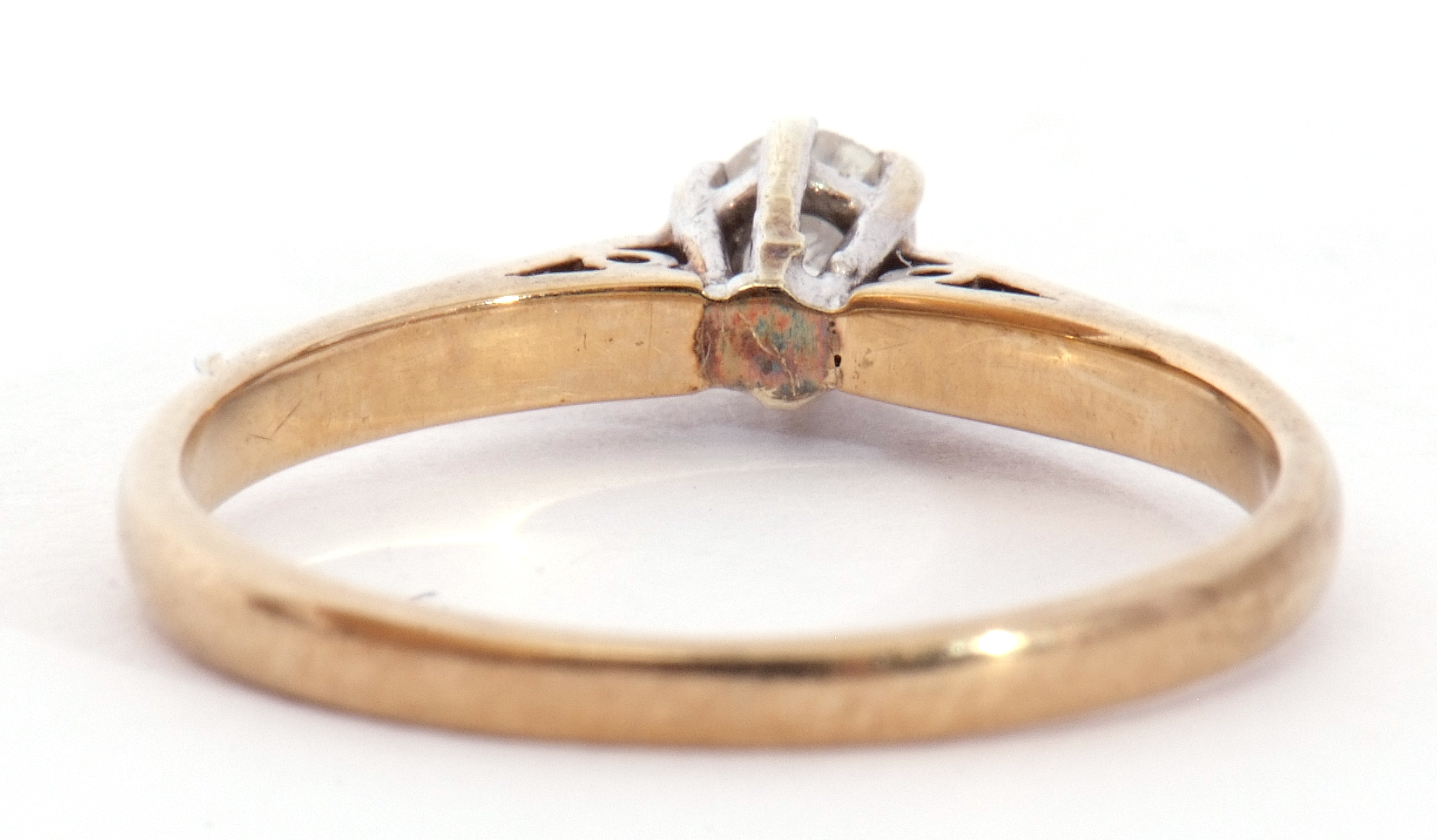 9ct gold single stone diamond ring, a small round brilliant cut diamond 0.15ct approx, multi-claw - Image 4 of 6