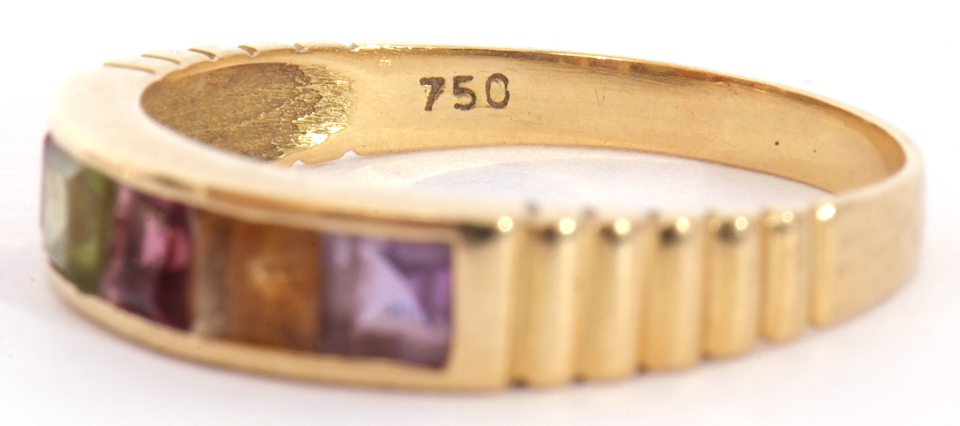 Mixed Lot: yellow metal paste set ring, the outer rim stamped with French control marks, size L, - Image 6 of 7