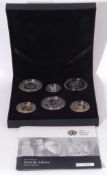 Elizabeth II "Family Silver" six coin set 2009 comprising £5, 2 x £2, £2 (Britannia), £1 and 50p,