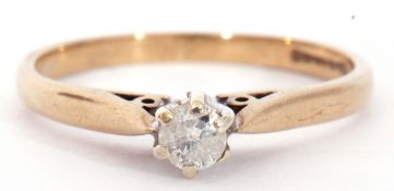 9ct gold single stone diamond ring, a small round brilliant cut diamond 0.15ct approx, multi-claw