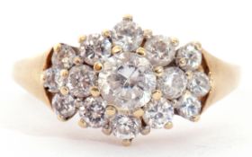 9ct gold cubic zirconia cluster ring, size N