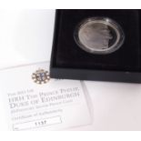 Elizabeth II "Duke of Edinburgh" £5 Piedfort silver proof coin 2011, presentation limited edition