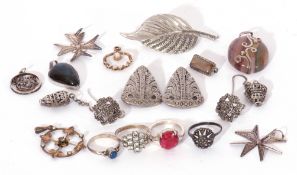 Mixed Lot: mainly white metal jewellery to include four rings, three pairs of earrings and four
