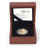 Elizabeth II gold proof quarter "Britannia" coin 2010, presentation limited edition no 284/1250