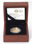 Elizabeth II gold proof quarter "Britannia" coin 2010, presentation limited edition no 284/1250