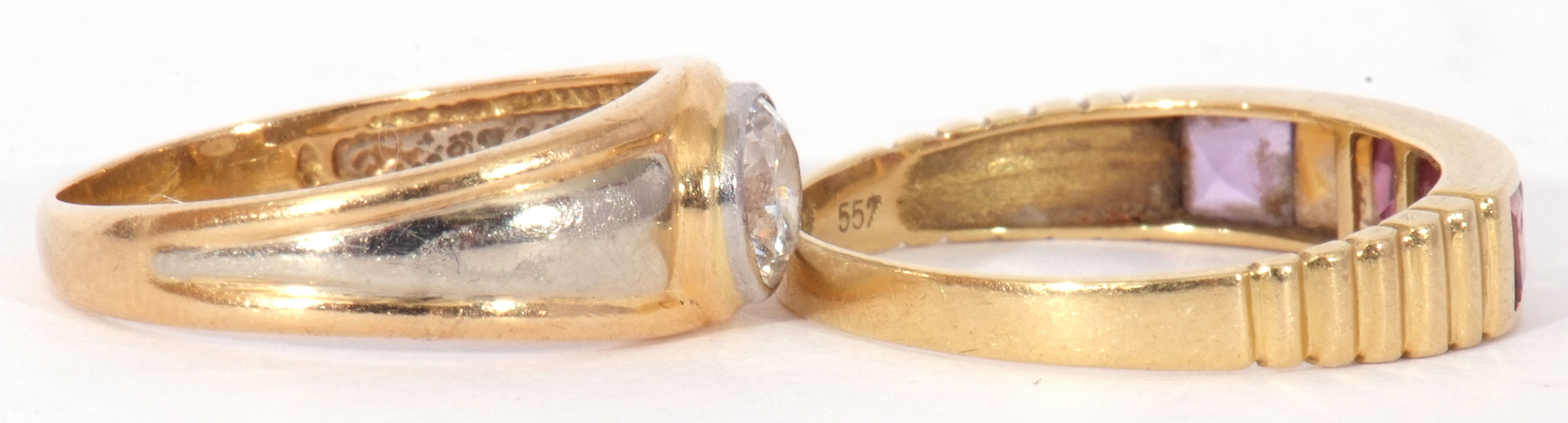 Mixed Lot: yellow metal paste set ring, the outer rim stamped with French control marks, size L, - Image 4 of 7