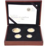 Elizabeth II four gold coin proof "Britannia" set, 2010, comprising £100, £50, £25 and £10.